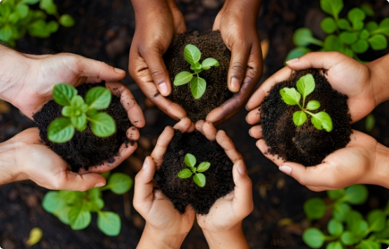 hands with small acai plants